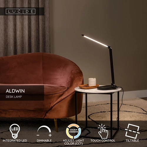 Lucide ALDWIN - Desk lamp - LED Dim. - CCT - 1x8W 2800K/6500K - Black - USP